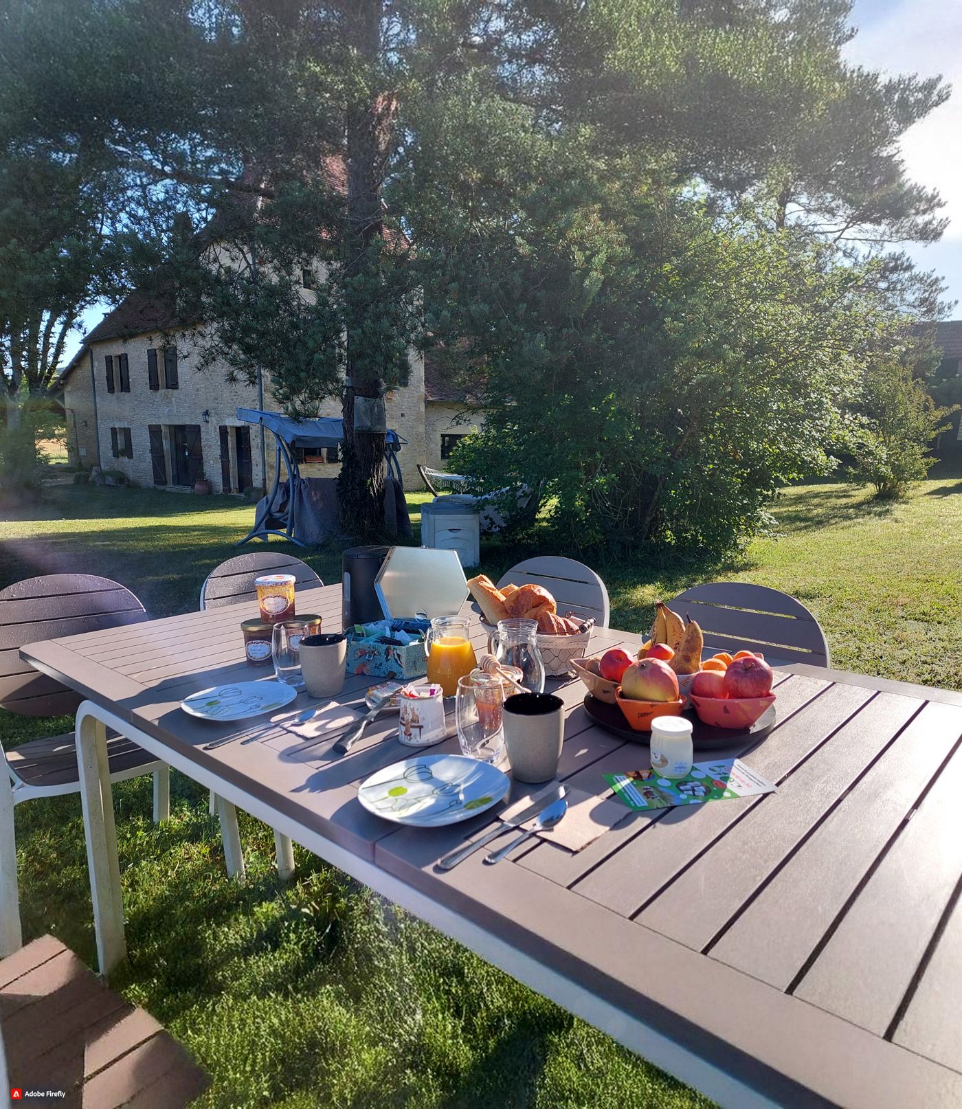 Petit-déjeuner dans le jardin